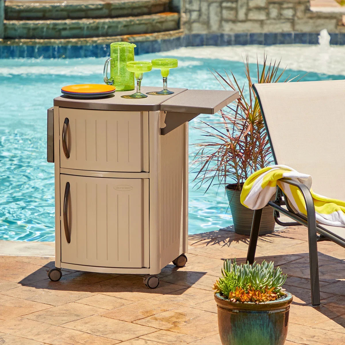 Portable Dry Rein Outdoor Serving and Grilling Prep Station with Wheels