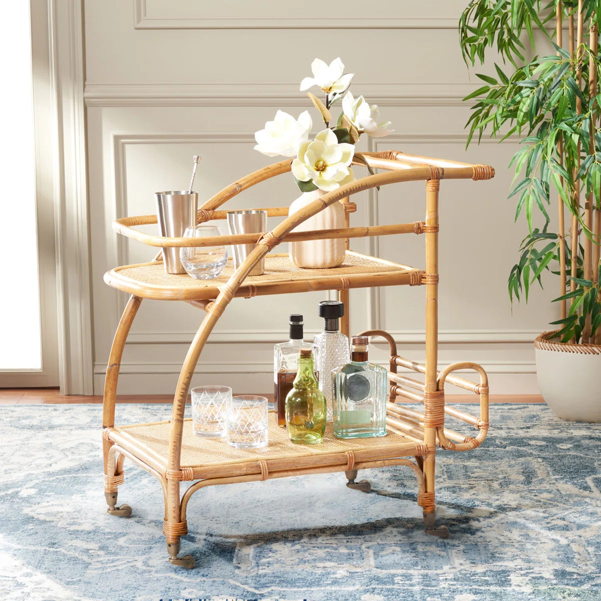 Buxton Rattan Bar Cart